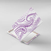 Polynesia Plumeria Lei Canvas Wall Art White Violet Curves Motif