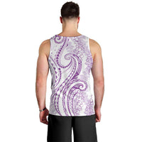 Polynesia Plumeria Lei Men Tank Top White Violet Curves Motif