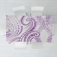 Polynesia Plumeria Lei Tablecloth White Violet Curves Motif