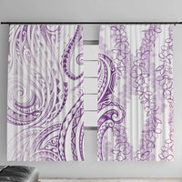 Polynesia Plumeria Lei Window Curtain White Violet Curves Motif