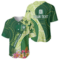 Fiji Ballantine Memorial High School Personalised Baseball Jersey Masi Tapa Mix Plumeria