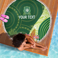 Fiji Ballantine Memorial High School Personalised Beach Blanket Masi Tapa Mix Plumeria