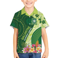 Fiji Ballantine Memorial High School Personalised Family Matching Tank Maxi Dress and Hawaiian Shirt Masi Tapa Mix Plumeria
