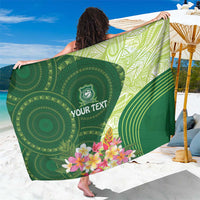 Fiji Ballantine Memorial High School Personalised Sarong Masi Tapa Mix Plumeria LT7 One Size 44 x 66 inches Green - Polynesian Pride