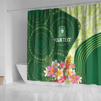 Fiji Ballantine Memorial High School Personalised Shower Curtain Masi Tapa Mix Plumeria LT7 - Polynesian Pride