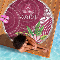 Fiji Adi Cakobau School Personalised Beach Blanket Masi Tapa Mix Plumeria