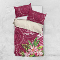 Fiji Adi Cakobau School Personalised Bedding Set Masi Tapa Mix Plumeria LT7 US Twin 172cm x 218cm Maroon - Polynesian Pride