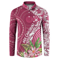 Fiji Adi Cakobau School Personalised Button Sweatshirt Masi Tapa Mix Plumeria