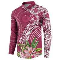 Fiji Adi Cakobau School Personalised Button Sweatshirt Masi Tapa Mix Plumeria