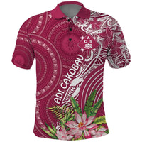 Fiji Adi Cakobau School Personalised Polo Shirt Masi Tapa Mix Plumeria