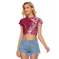 Fiji Adi Cakobau School Personalised Raglan Cropped T Shirt Masi Tapa Mix Plumeria