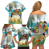 It's 5 o'clock Somewhere Family Matching Off Shoulder Short Dress and Hawaiian Shirt Beach Party - Polynesian Pride