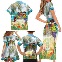 It's 5 o'clock Somewhere Family Matching Short Sleeve Bodycon Dress and Hawaiian Shirt Beach Party - Polynesian Pride