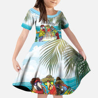 It's 5 o'clock Somewhere Kid Short Sleeve Dress Beach Party LT7 KID Colorful - Polynesian Pride