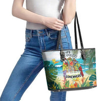 It's 5 o'clock Somewhere Leather Tote Bag Beach Party - Polynesian Pride