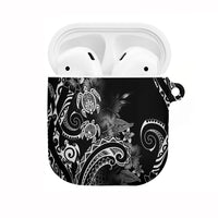 Aloha Hawaii Turtles Floral AirPods Case Obsidian Glaze LT7 Black - Polynesian Pride