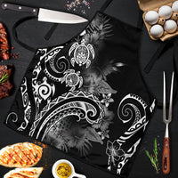 Aloha Hawaii Turtles Floral Apron Obsidian Glaze LT7 Black - Polynesian Pride
