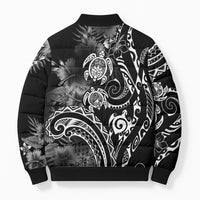 Aloha Hawaii Turtles Floral Bomber Puffer Jacket Obsidian Glaze LT7 - Polynesian Pride