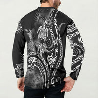 Aloha Hawaii Turtles Floral Button Sweatshirt Obsidian Glaze LT7 - Polynesian Pride