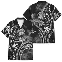 Aloha Hawaii Turtles Floral Family Matching Off The Shoulder Long Sleeve Dress and Hawaiian Shirt Obsidian Glaze LT7 Dad's Shirt - Short Sleeve Black - Polynesian Pride