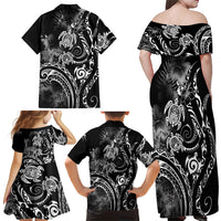 Aloha Hawaii Turtles Floral Family Matching Off Shoulder Maxi Dress and Hawaiian Shirt Obsidian Glaze LT7 - Polynesian Pride