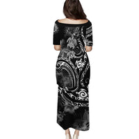 Aloha Hawaii Turtles Floral Family Matching Puletasi and Hawaiian Shirt Obsidian Glaze LT7 - Polynesian Pride