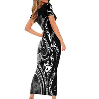 Aloha Hawaii Turtles Floral Family Matching Short Sleeve Bodycon Dress and Hawaiian Shirt Obsidian Glaze LT7 - Polynesian Pride