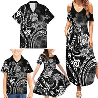 Aloha Hawaii Turtles Floral Family Matching Summer Maxi Dress and Hawaiian Shirt Obsidian Glaze LT7 - Polynesian Pride