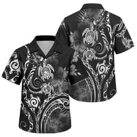 Aloha Hawaii Turtles Floral Family Matching Summer Maxi Dress and Hawaiian Shirt Obsidian Glaze LT7 Son's Shirt Black - Polynesian Pride
