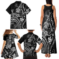 Aloha Hawaii Turtles Floral Family Matching Tank Maxi Dress and Hawaiian Shirt Obsidian Glaze LT7 - Polynesian Pride