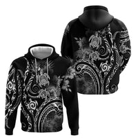 Aloha Hawaii Turtles Floral Hoodie Obsidian Glaze LT7 - Polynesian Pride