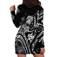Aloha Hawaii Turtles Floral Hoodie Dress Obsidian Glaze LT7 - Polynesian Pride