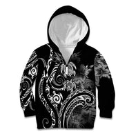 Aloha Hawaii Turtles Floral Kid Hoodie Obsidian Glaze LT7 Zip Hoodie Black - Polynesian Pride