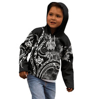 Aloha Hawaii Turtles Floral Kid Hoodie Obsidian Glaze LT7 - Polynesian Pride
