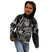 Aloha Hawaii Turtles Floral Kid Hoodie Obsidian Glaze LT7 - Polynesian Pride