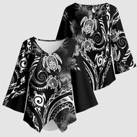 Aloha Hawaii Turtles Floral Kimono Sleeve Blouse Obsidian Glaze LT7 - Polynesian Pride