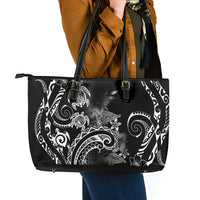 Aloha Hawaii Turtles Floral Leather Tote Bag Obsidian Glaze LT7 - Polynesian Pride