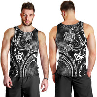 Aloha Hawaii Turtles Floral Men Tank Top Obsidian Glaze LT7 - Polynesian Pride