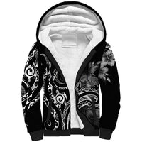 Aloha Hawaii Turtles Floral Sherpa Hoodie Obsidian Glaze LT7 Unisex Black - Polynesian Pride