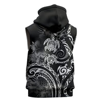 Aloha Hawaii Turtles Floral Sleeveless Hoodie Obsidian Glaze LT7 - Polynesian Pride