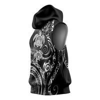 Aloha Hawaii Turtles Floral Sleeveless Hoodie Obsidian Glaze LT7 - Polynesian Pride