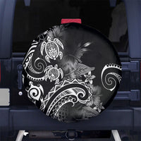 Aloha Hawaii Turtles Floral Spare Tire Cover Obsidian Glaze LT7 No hole Black - Polynesian Pride
