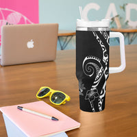 Aloha Hawaii Turtles Floral Tumbler With Handle Obsidian Glaze LT7 - Polynesian Pride