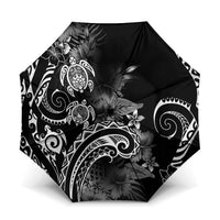 Aloha Hawaii Turtles Floral Umbrella Obsidian Glaze LT7 One Size Folded 11.42 inch Opened Diameter 37.4 inch Black - Polynesian Pride