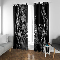 Aloha Hawaii Turtles Floral Window Curtain Obsidian Glaze LT7 With Grommets Black - Polynesian Pride