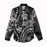Aloha Hawaii Turtles Floral Women Casual Shirt Obsidian Glaze LT7 - Polynesian Pride
