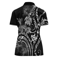 Aloha Hawaii Turtles Floral Women Polo Shirt Obsidian Glaze LT7 - Polynesian Pride