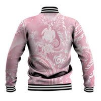 Aloha Hawaii Turtles Floral Baseball Jacket Pink Marbles Glaze LT7 - Polynesian Pride