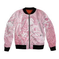 Aloha Hawaii Turtles Floral Bomber Jacket Pink Marbles Glaze LT7 Unisex Pink - Polynesian Pride