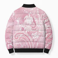 Aloha Hawaii Turtles Floral Bomber Puffer Jacket Pink Marbles Glaze LT7 - Polynesian Pride